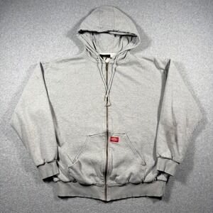 Dickies Full Zip Hoodie Mens XL Gray Vintage Thermal Lined Workwear Jacket